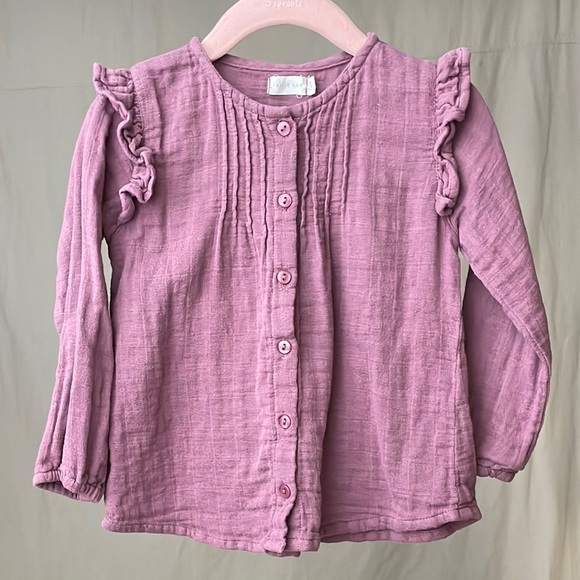 Jamie Kay Mauve Ruffled Button Down Shirt - Picture 1 of 3